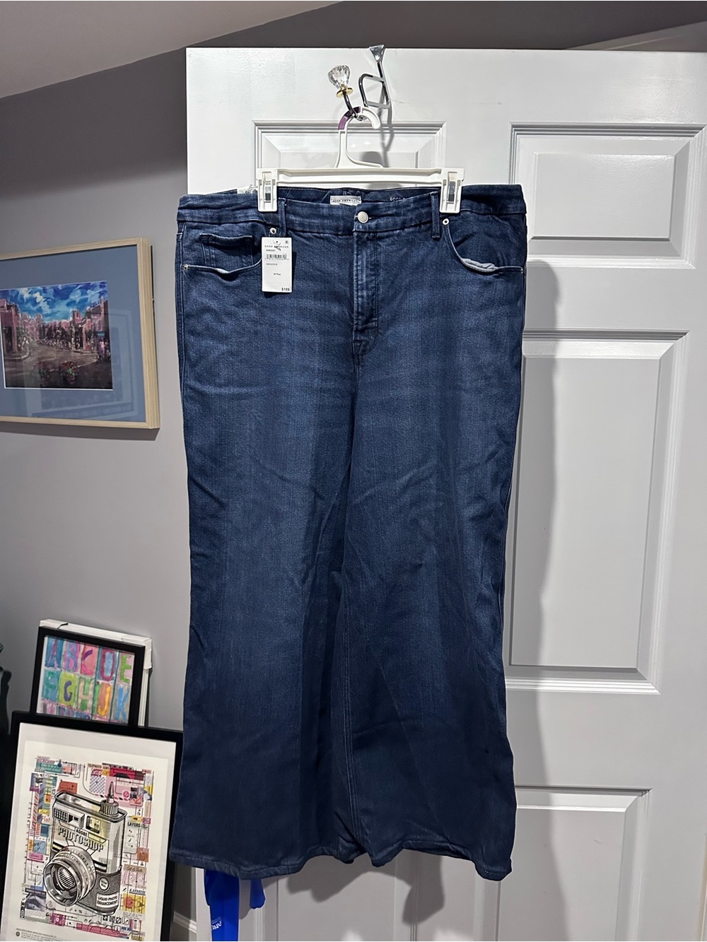 NWT Good American Dark Blue Wide-Leg Jeans